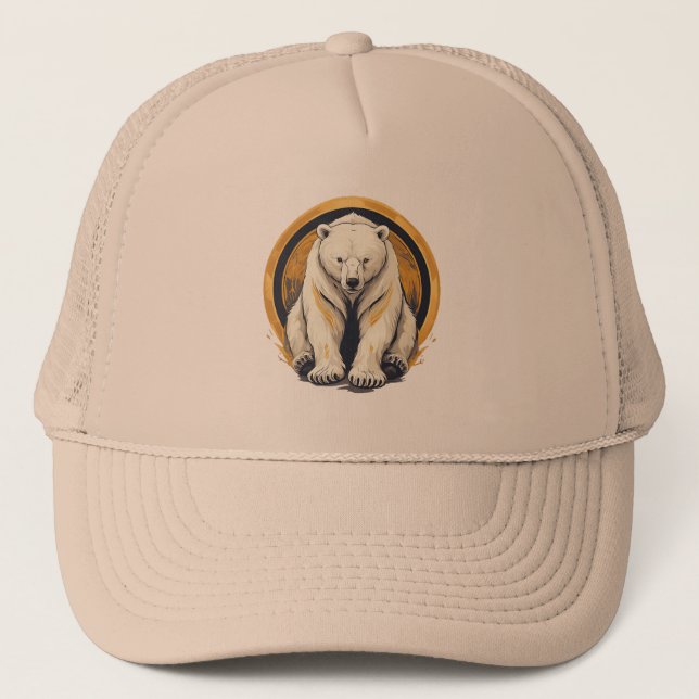 Elegante Polar Bear Illustration Truckerkappe (Vorderseite)