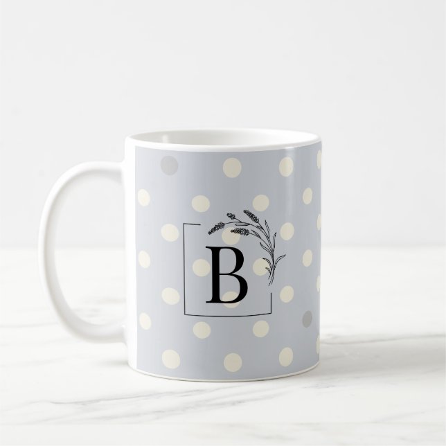 Elegante Polka Dot Monogram Tasse - Gastgeschenk H (Links)