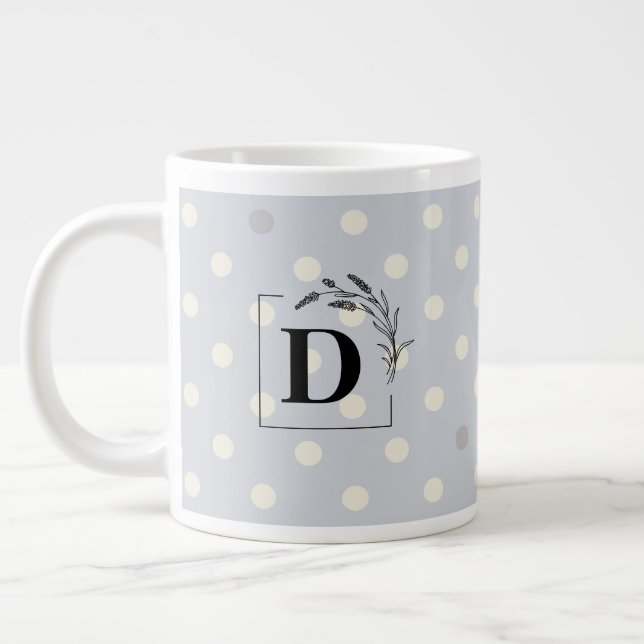 Elegante Polka Dot Monogram Tasse - Individualisie (Links)