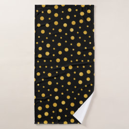Elegante Polka-Punkte - Schwarzes Gold Badehandtuch