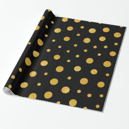 Elegante Polka-Punkte - Schwarzes Gold Geschenkpapier