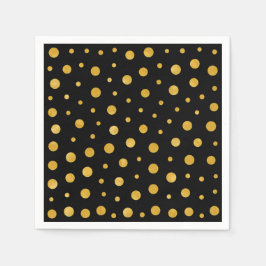Elegante Polka-Punkte - Schwarzes Gold Serviette
