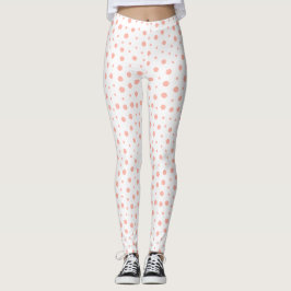 Elegante Polka-Punkte - Weich rosa Gold Weiß Leggings