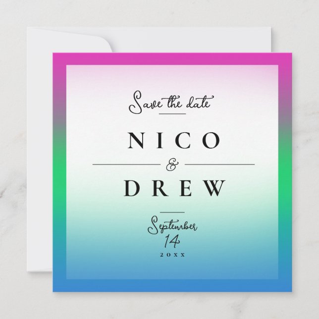 Elegante Polysexual Pride Wedding Save The Date (Vorderseite)