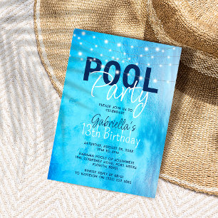 Elegante Poolparty-Geburtstagsfeier Einladung