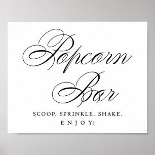 Elegante Popcorn Bar Black Script   LECKEREI Poster