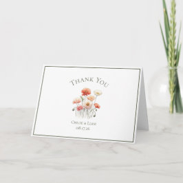 Elegante Poppies Blume Hochzeit Danke-Card Dankeskarte