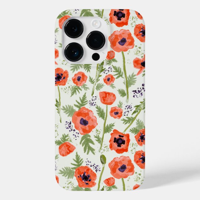 Elegante Poppies Orange Floral Pattern Case-Mate iPhone Hülle (Rückseite)