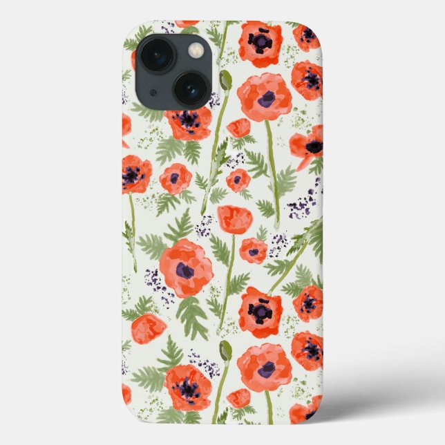 Elegante Poppies Orange Floral Pattern Case-Mate iPhone Hülle (Rückseite)