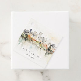 Elegante Portland Oregon Skyline Watercolor Weddin Geschenkanhänger