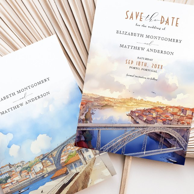 Elegante Porto Portugal Save the Date Wedding Card Einladung (Von Creator hochgeladen)