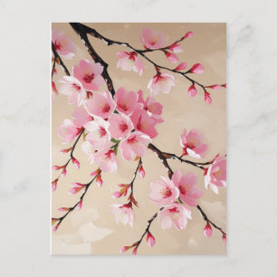Elegante Postkarte mit rosa Sakura-Blüten - Japani