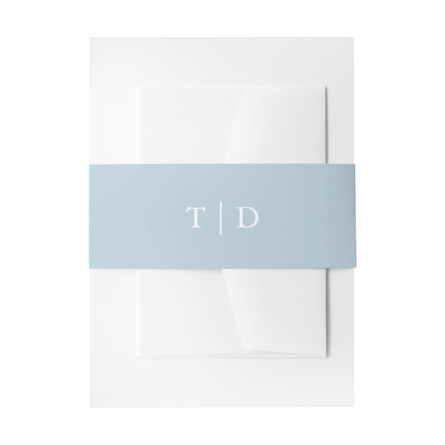 Elegante Powder Blue Monogram Modern Wedding Einladungsbanderole (Vorderseite Beispiel)