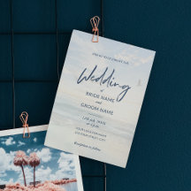 Elegante preiswerte Foto-Strand-Hochzeitseinladung