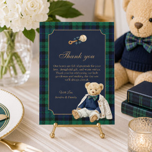 Elegante Preppy-Polo-Teddybär-Baby-Shower Dankeskarte