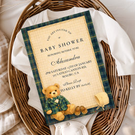 Elegante Preppy-Teddybär-Babyshower Einladung