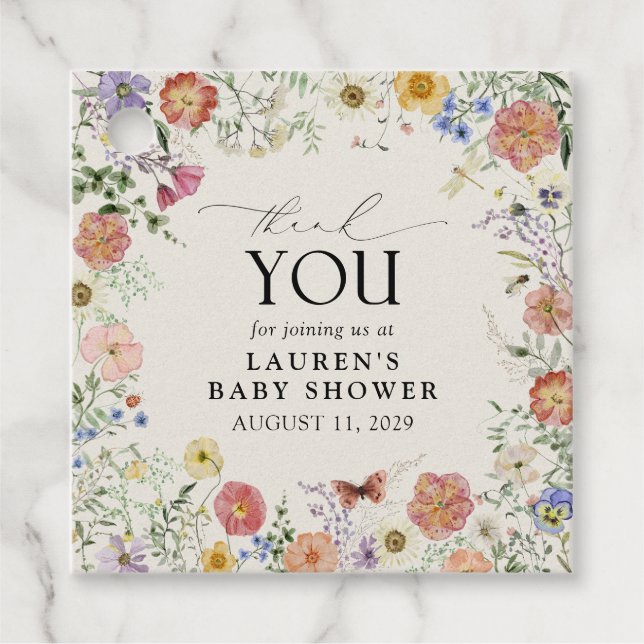 Elegante Pressed Blume Wasserfarbe Vielen Dank Geschenkanhänger (Vorderseite)