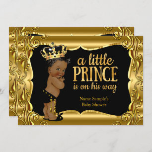 Elegante Prince Baby Shower Black Gold Ethnic Einladung