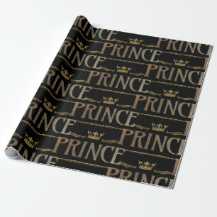 Elegante PRINCE Royalty Lettering Crown Geschenkpapier