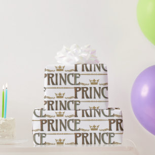 Elegante PRINCE Royalty Lettering Crown Geschenkpapier