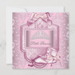 Elegante Princess Baby Shower Girl Pink Damask Sho Einladung