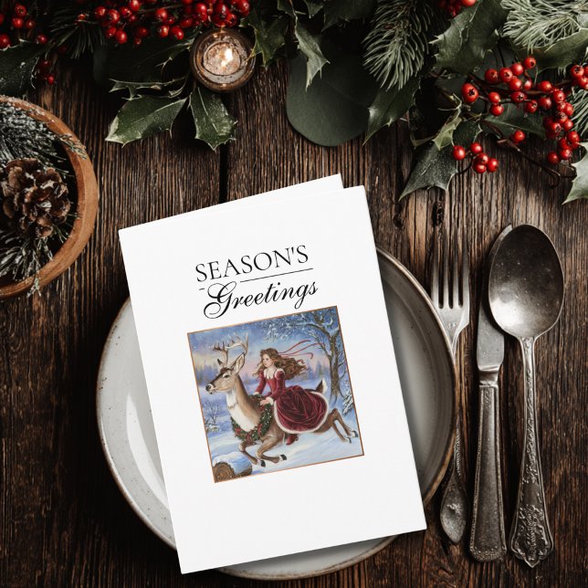 Elegante Princess & Reindeer Weihnachten Niedlich Karte (Von Creator hochgeladen)