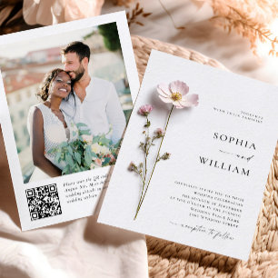 Elegante Print Pressed Pastel Boho Blume Hochzeit Einladung