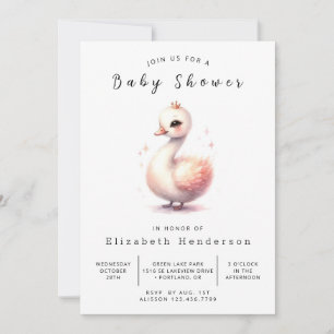 Elegante Printable Swan Baby Shower Einladung