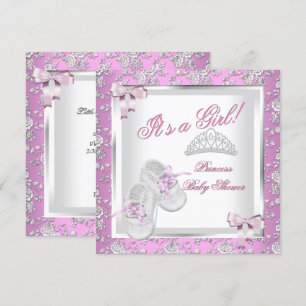 Elegante Prinzessin Baby Shower Mädchen Pink Rose Einladung