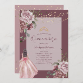 Elegante Prinzessin Floral Quinceñera Einladung