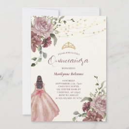 Elegante Prinzessin Floral Quinceñera Einladung