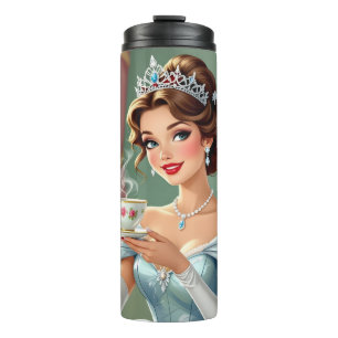Elegante Prinzessin mit Krone und elegantem Kleid Thermosbecher