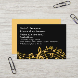 Elegante private Musikunterricht geschäft Visitenkarte
