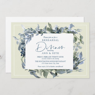 Elegante Probe Abendessen Blaue Flora und Fauna Einladung