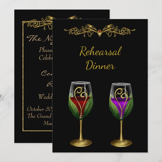 Elegante Probe Abendessen Einladung Wine tasting i (Vorne/Hinten)