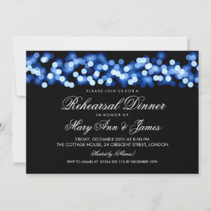 Elegante Probe Dinner Blue Hollywood Glam Einladung