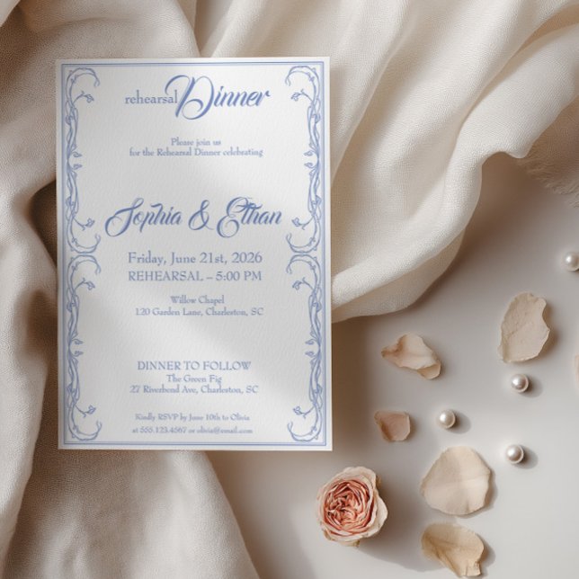 Elegante Probe Dinner Einladung - Blaue Rose F (Von Creator hochgeladen)
