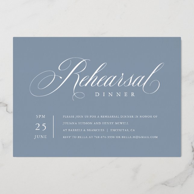 Elegante Probe Dinner Silver Foil Einladung (Vorderseite)