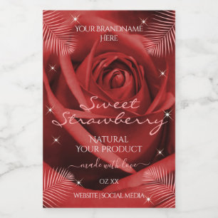 Elegante Produktkennzeichnungen Rote Rose mit Palm Lebensmitteletikett