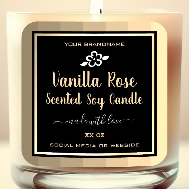 Elegante Produktverpackungen Gold und Black Labels Quadratischer Aufkleber (Von Creator hochgeladen)