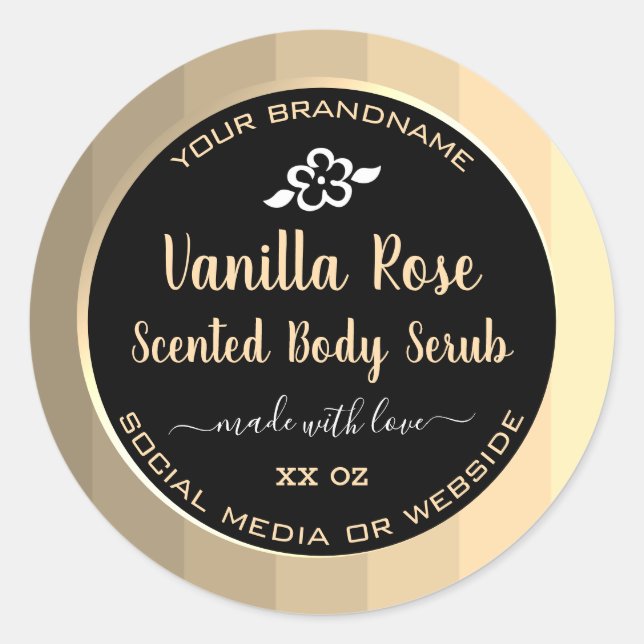 Elegante Produktverpackungen Gold und Black Labels Runder Aufkleber (Vorderseite)