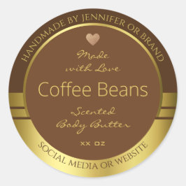 Elegante Produktverpackungsmarken Braun und Gold Runder Aufkleber