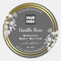 Elegante Produktverpackungsmarken Grau Gold Floral