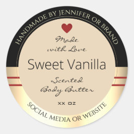 Elegante Produktverpackungsmarken Schwarz Beige Go Runder Aufkleber