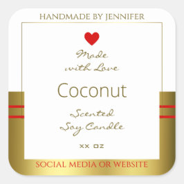 Elegante Produktverpackungsmarken weiß und Gold Quadratischer Aufkleber