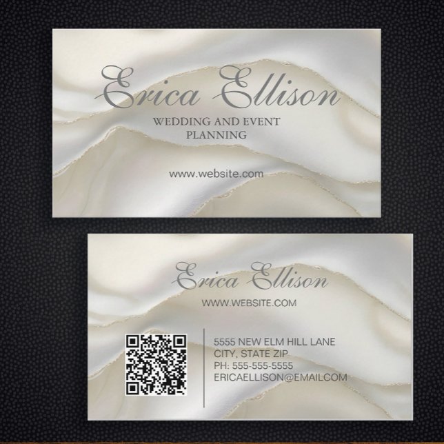 Elegante professionelle Business-QR-Code-Perle Visitenkarte (Elegant Mother of Pearl business cards personalized with a QR code for your website)