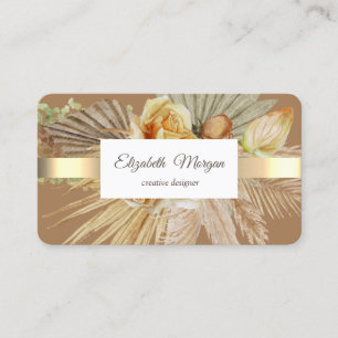 Elegante professionelle goldene Streifen Boho Blum Visitenkarte