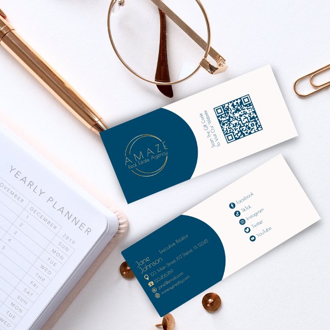 Elegante Property Broker QR Code Business Card Mini Visitenkarte (Von Creator hochgeladen)