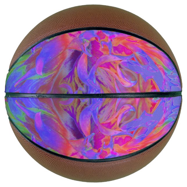 Elegante Psychedelic Decorative Dahlia Blume Basketball (Vorderseite)