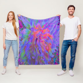 Elegante Psychedelic Decorative Dahlia Blume Fleecedecke